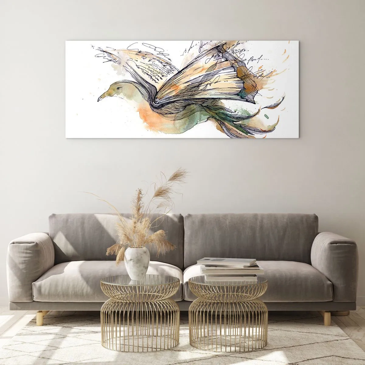 Impression sur verre - Image sur verre - Sur les ailes de la poésie - 100x40 cm