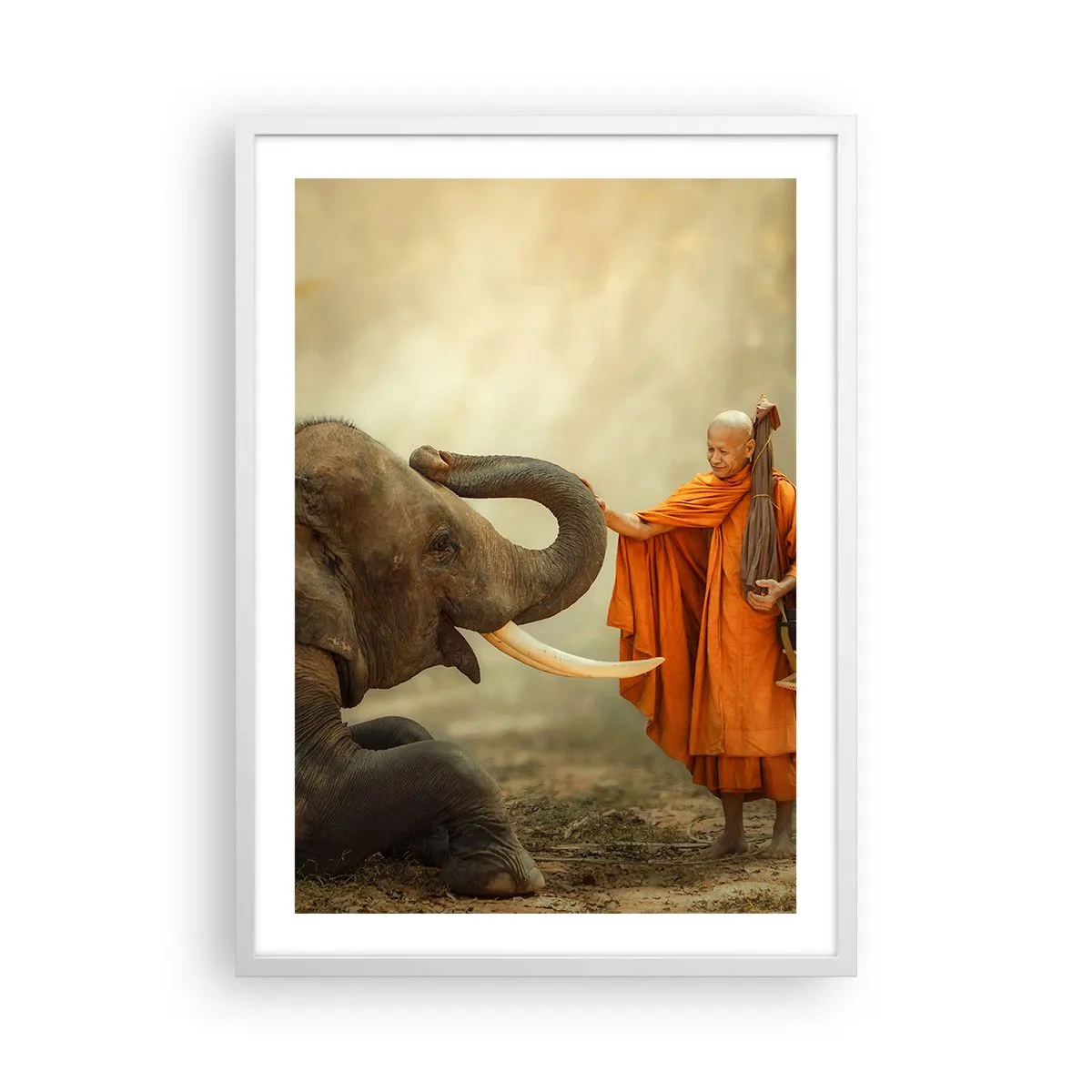 Affiche dans un cadre blanc - Poster - Rencontre en voyageant - 50x70 cm