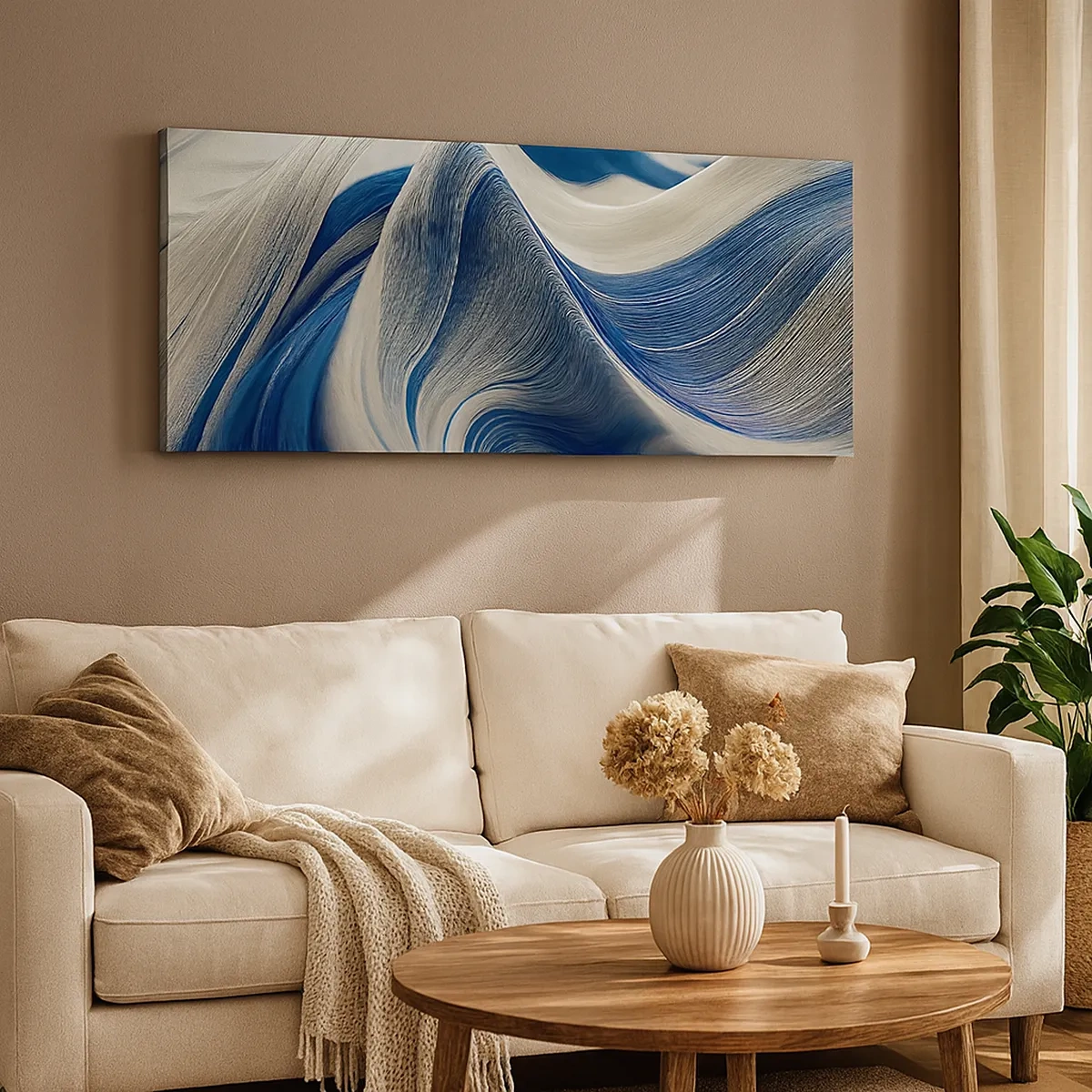 Impression sur toile - Image sur toile - La fluidité du bleu et du blanc - 30x30 cm