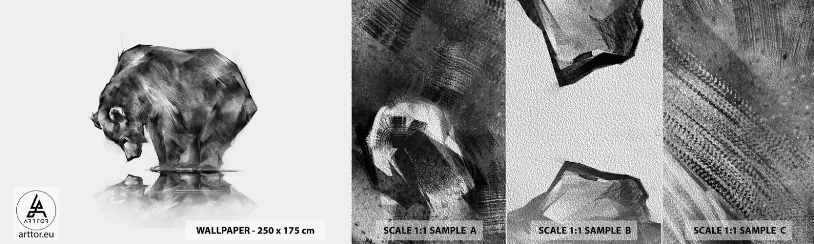 Échantillon de Papier Peint Premium Sand - Ravi de rencontrer quelqu'un de proche - Abstraction, Ours polaire, Nature - 100x30 cm