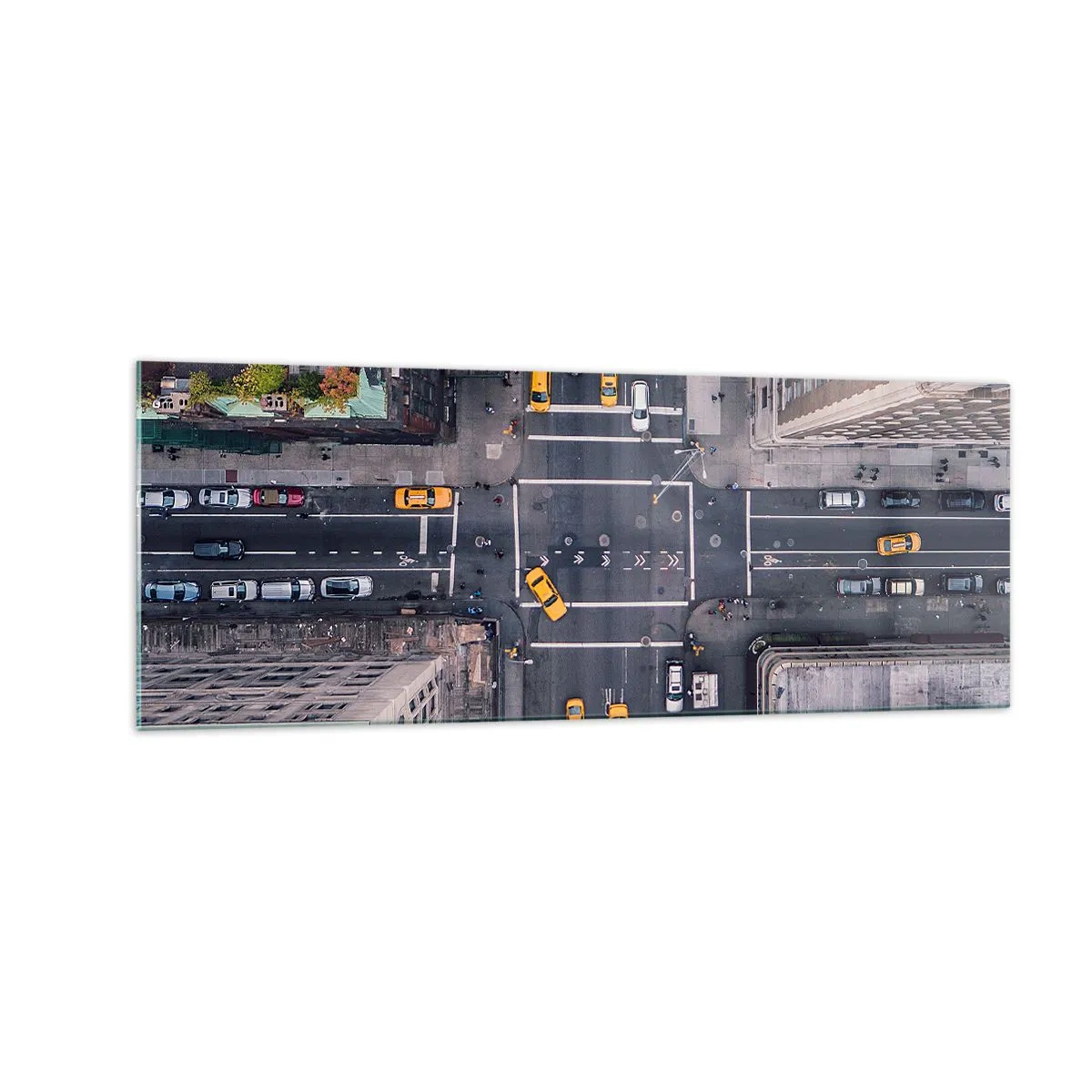 Impression sur verre - Image sur verre - Vue aérienne d'une rue animée de la ville - 140x50cm - Un choix simple - Décoration murale moderne pour le salon et la chambre ARTTOR