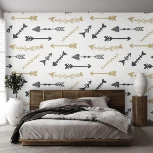 Papier Peint Photo Standard Eco - Motif de flèche de style bohème sur fond blanc - 100x70cm - Le rêve de l'archer - Décoration murale moderne pour le salon et la chambre ARTTOR