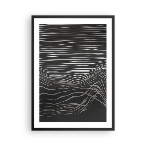 Affiche dans un cadre noir - Poster - Composition abstraite avec des lignes sur fond noir - 50x70cm - Rythme et accent - Décoration murale moderne pour le salon et la chambre ARTTOR