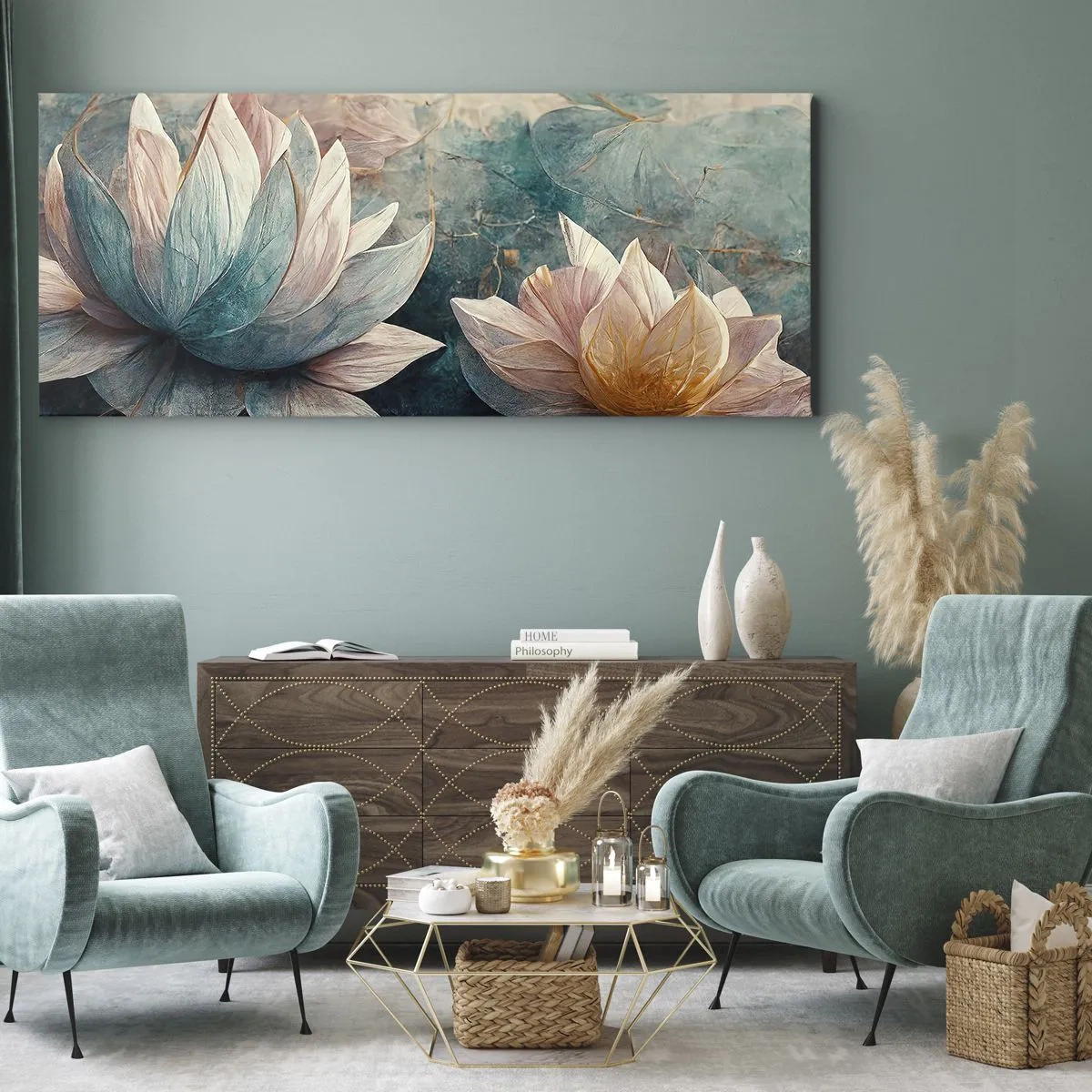 Impression sur toile - Image sur toile - Les étoiles du lac - 100x40 cm