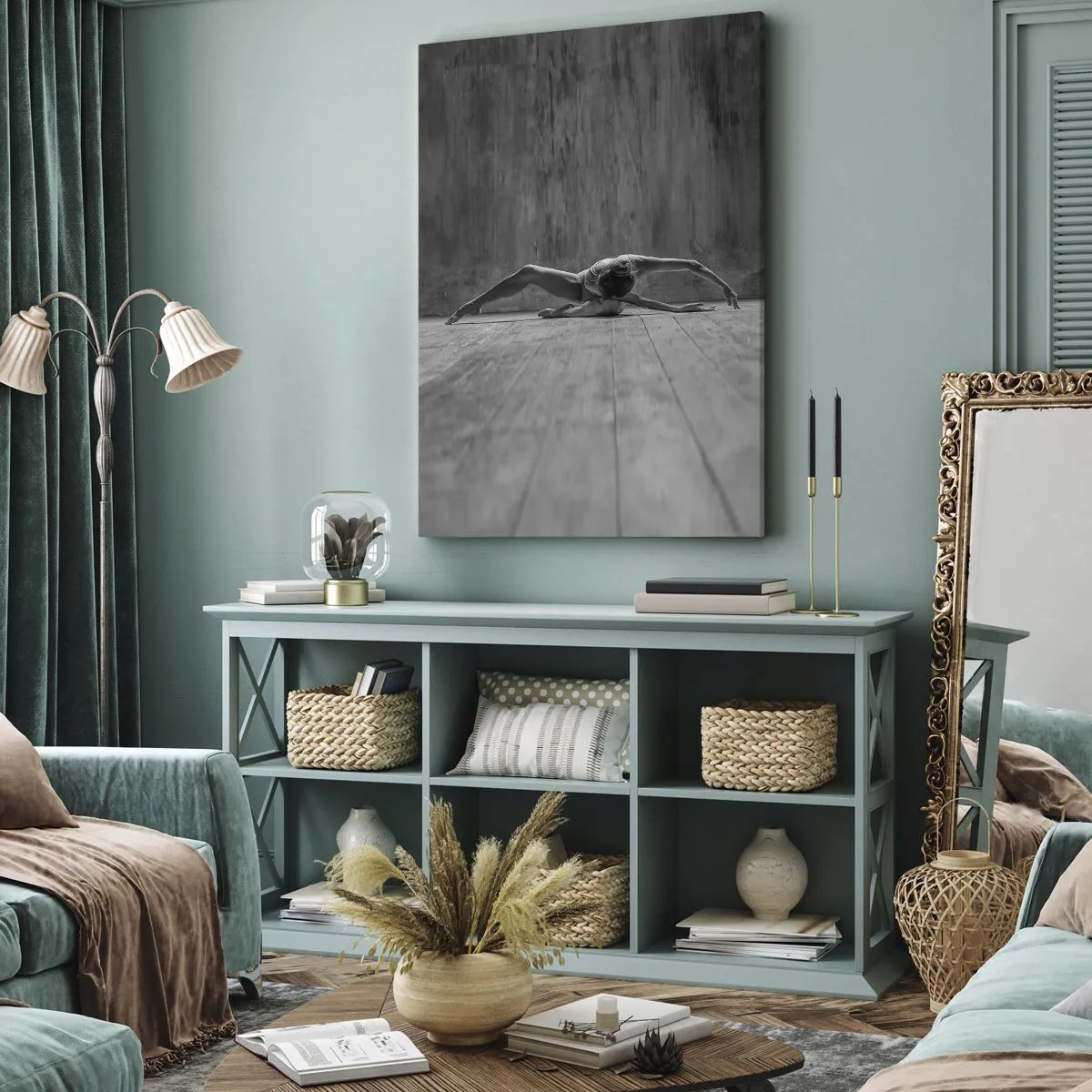 Impression sur toile - Image sur toile - Une danseuse dans une pose artistique - 70x100cm - Symétrie trouvée - Décoration murale moderne pour le salon et la chambre ARTTOR