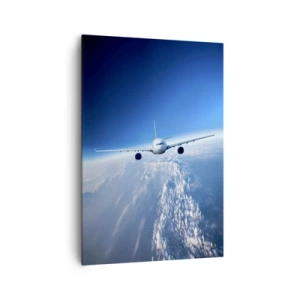 Impression sur toile - Image sur toile - Un avion volant au-dessus des nuages contre un ciel bleu - 70x100cm - Je vole parce que je le veux - Décoration murale moderne pour le salon et la chambre ARTTOR