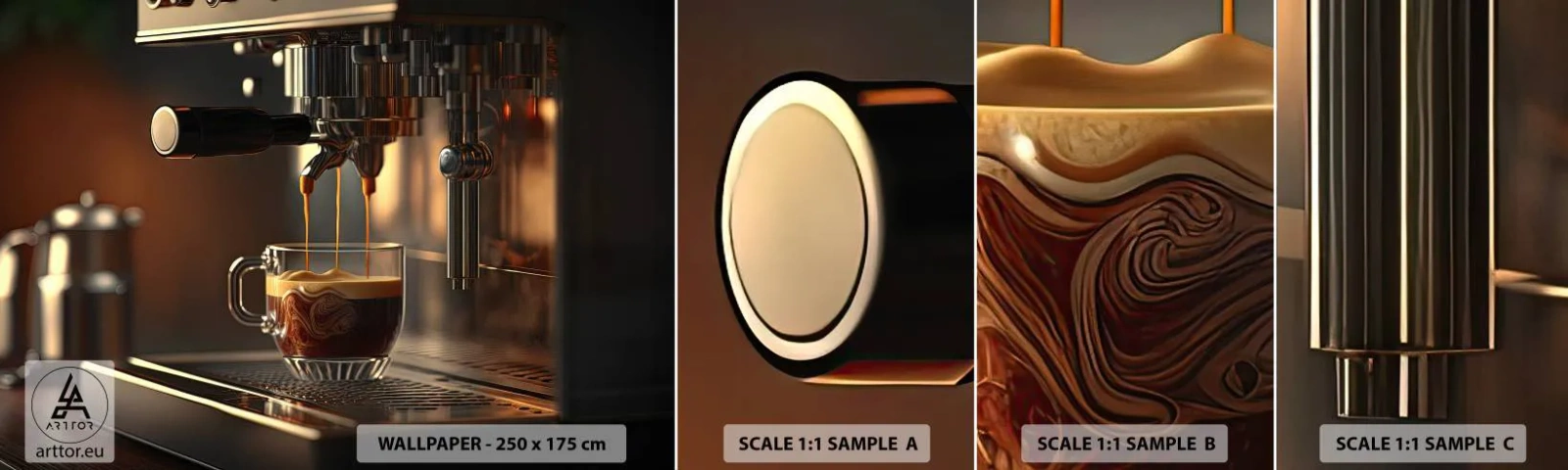 Échantillon de Papier Peint Autocollant Deluxe Sticker - Un mélange sensuel - Café, Cafetière, La gastronomie - 100x30 cm