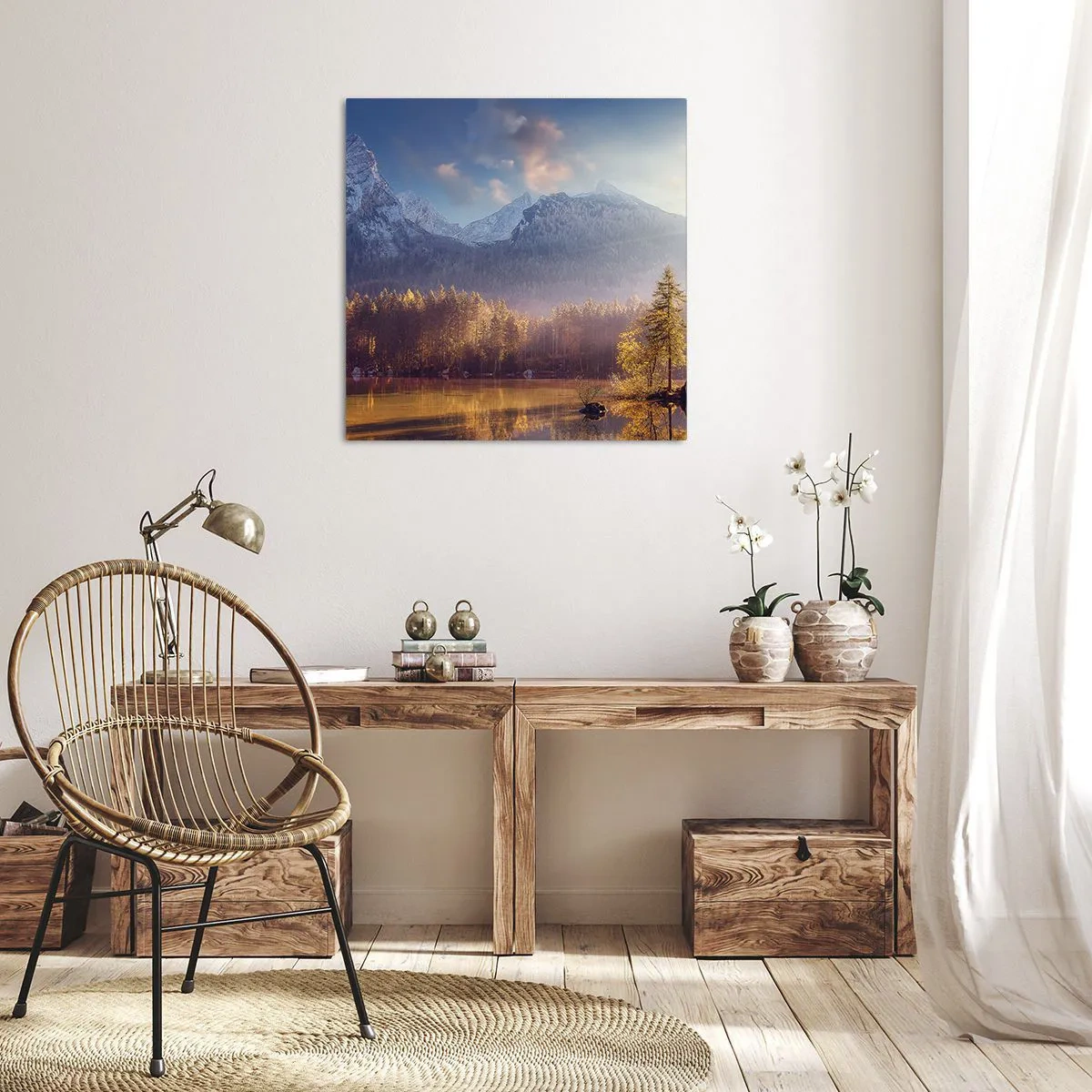 Impression sur toile - Image sur toile - Dans les montagnes et les vallées - 50x50 cm