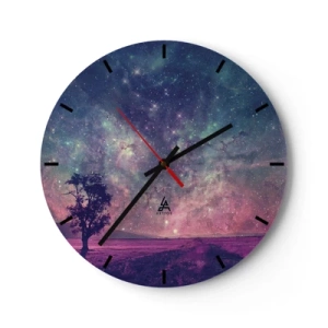 Horloge murale - Pendule murale - Un paysage spatial avec un arbre sous les étoiles - 30x30cm - Sous un ciel magique - Décoration murale moderne pour le salon, la cuisine et la chambre ARTTOR
