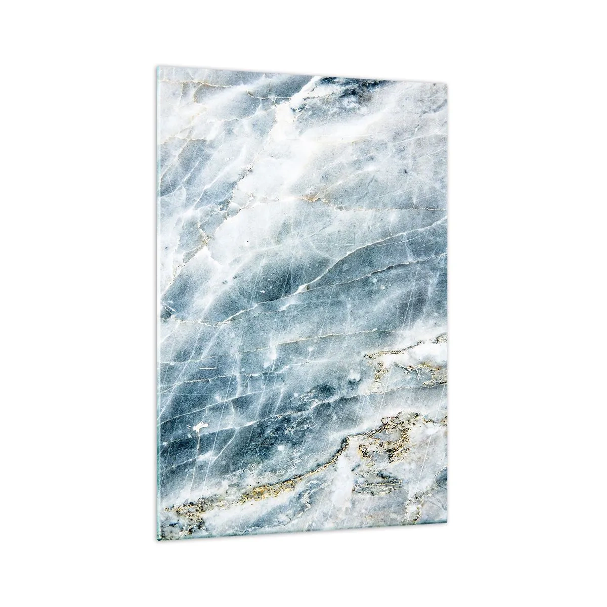 Impression sur verre - Image sur verre - Texture de marbre dans des tons de bleu et de blanc - 70x100cm - Monde de glace - Décoration murale moderne pour le salon et la chambre ARTTOR