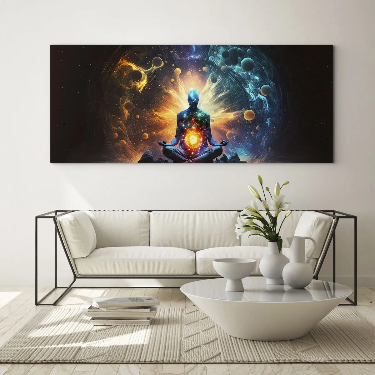 Impression sur verre - Image sur verre - Paix cosmique - 100x40 cm