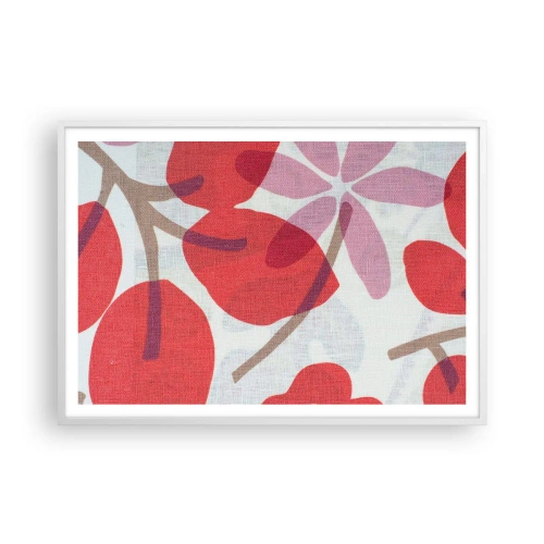 Affiche dans un cadre blanc - Poster - Composition florale dans les roses - 100x70 cm