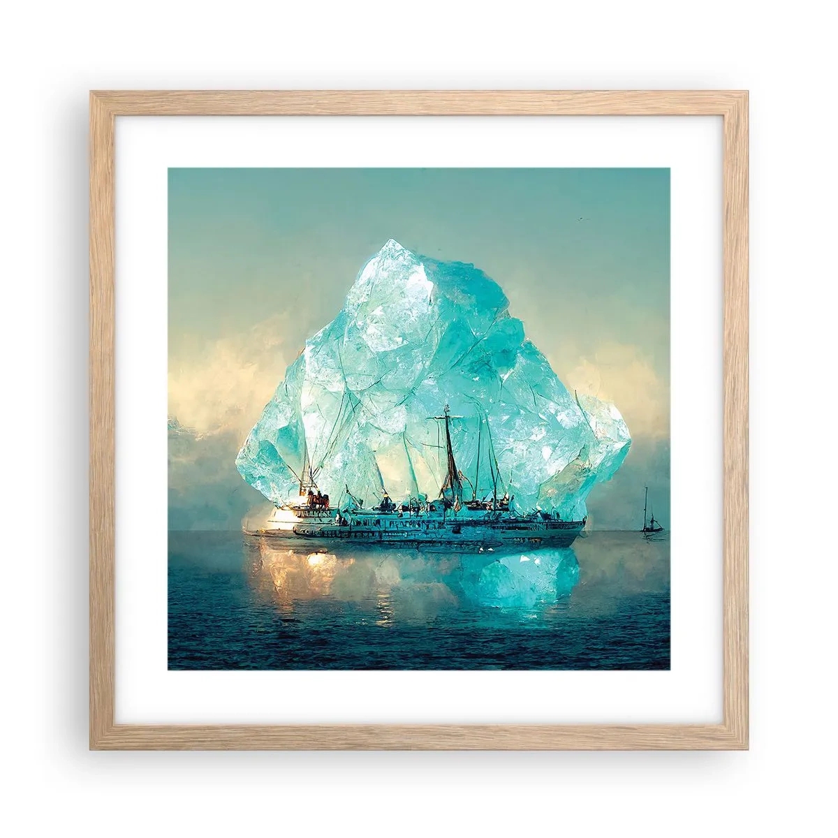 Affiche dans un chêne clair - Poster - Diamant arctique - 40x40 cm