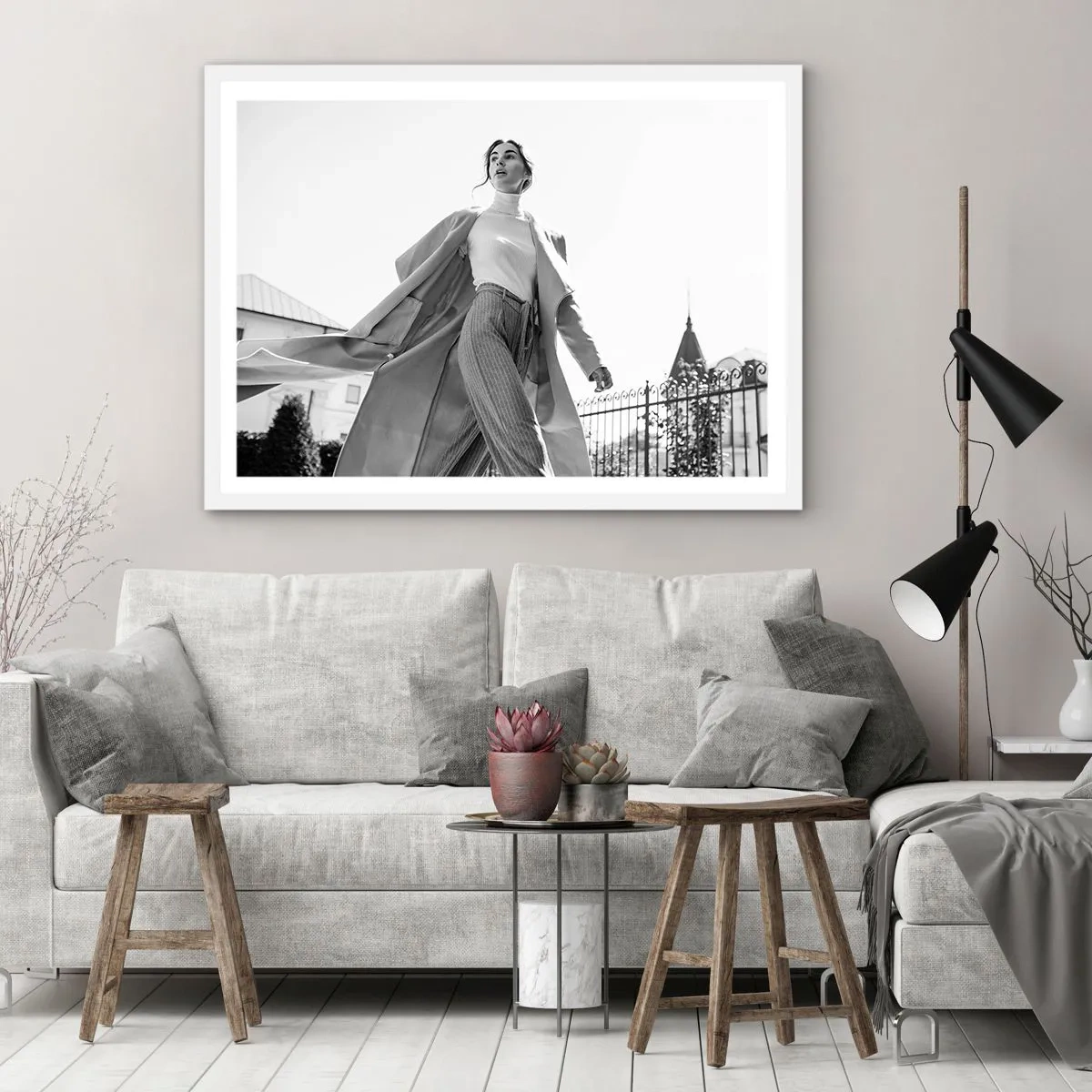 Affiche dans un cadre blanc - Poster - Tu viens avec moi? - 100x70 cm