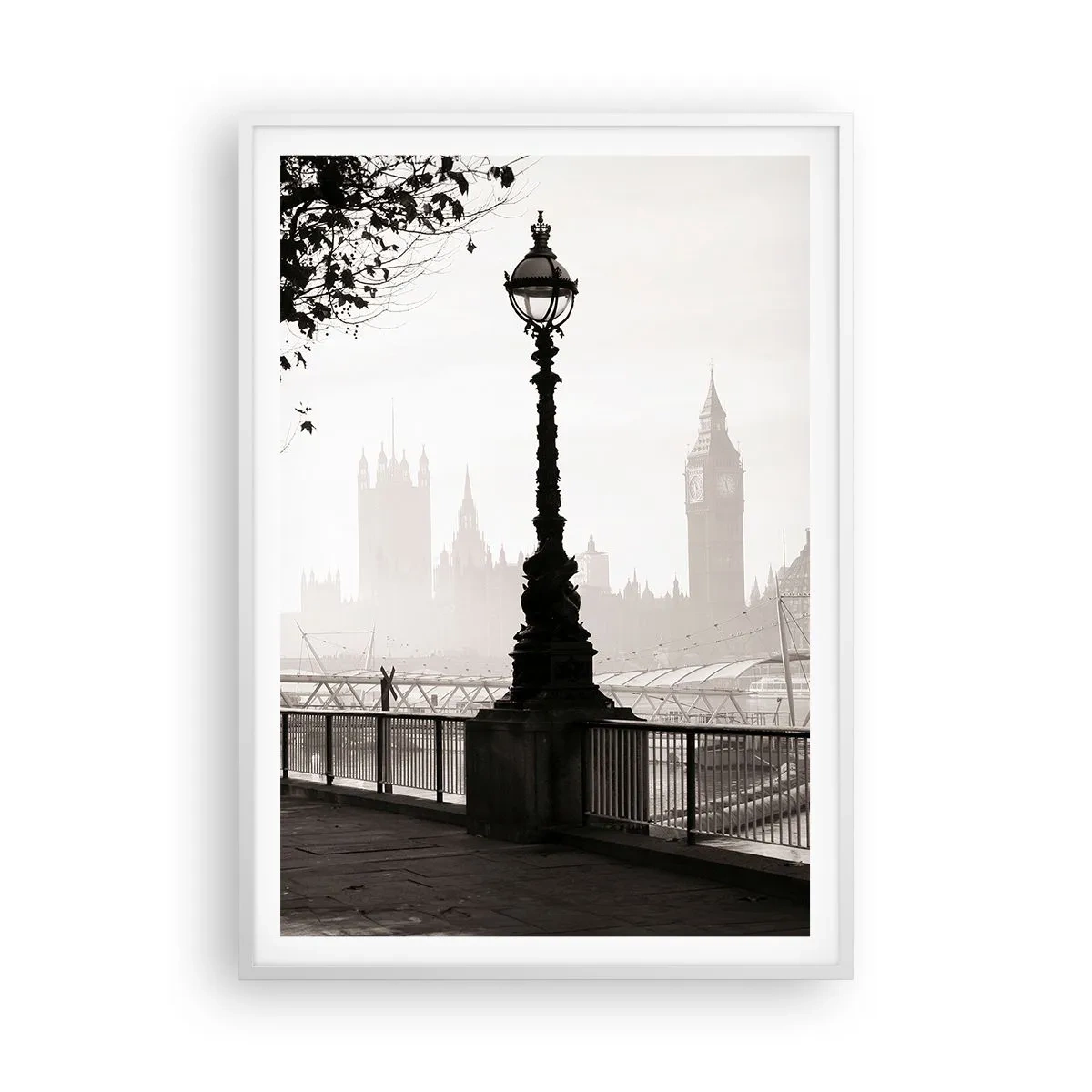 Affiche dans un cadre blanc - Poster - Un matin londonien - 70x100 cm