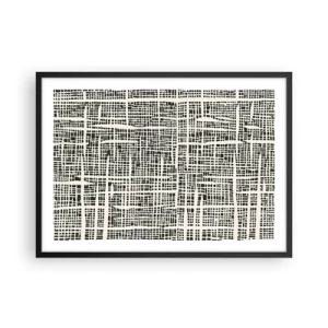 Affiche dans un cadre noir - Poster - Un motif géométrique ressemblant à une grille sur un fond clair - 70x50cm - Composition tissée - Décoration murale moderne pour le salon et la chambre ARTTOR