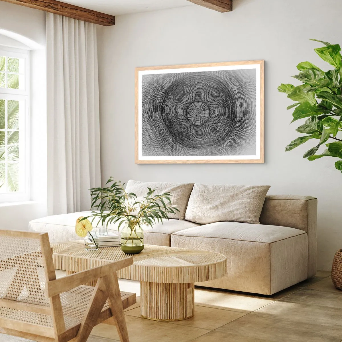 Affiche dans un chêne clair - Poster - Signe du temps - 100x70 cm