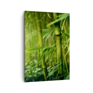 Impression sur toile - Image sur toile - Forêt de bambous verts dans une lumière douce - 50x70cm - Apprenez à connaître le vert lui-même - Décoration murale moderne pour le salon et la chambre ARTTOR