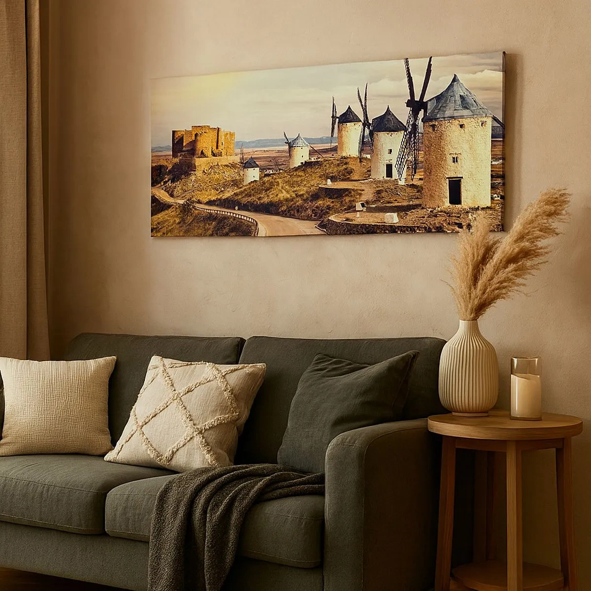 Impression sur toile - Image sur toile - Don Quichotte est sur le point d'arriver - 100x40 cm