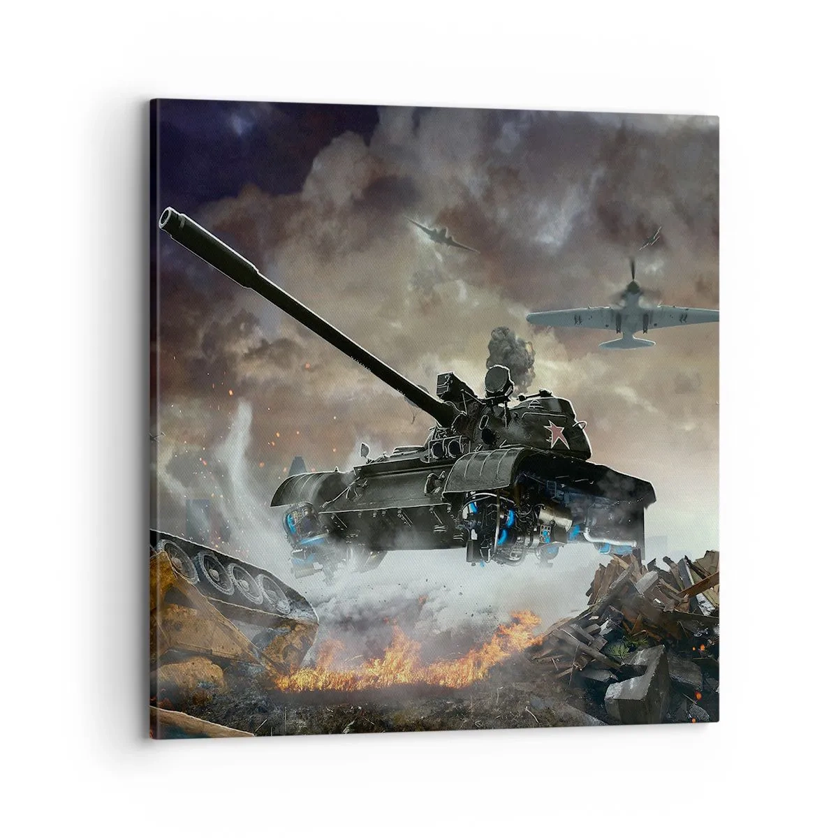 Impression sur toile - Image sur toile - La bataille est terrible et belle - 70x70 cm