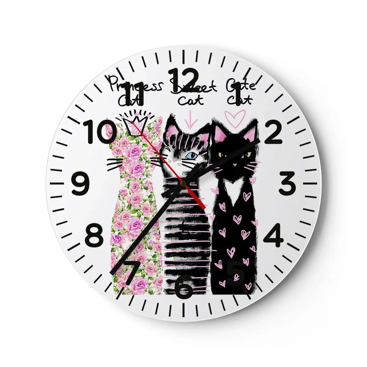 Horloge murale - Pendule murale - Il y avait trois chats - 30x30 cm