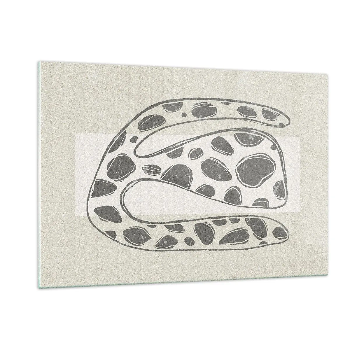 Impression sur verre - Image sur verre - Une forme organique fantaisiste dans des tons de gris sur beige - 120x80cm - Une étrange créature - Décoration murale moderne pour le salon et la chambre ARTTOR