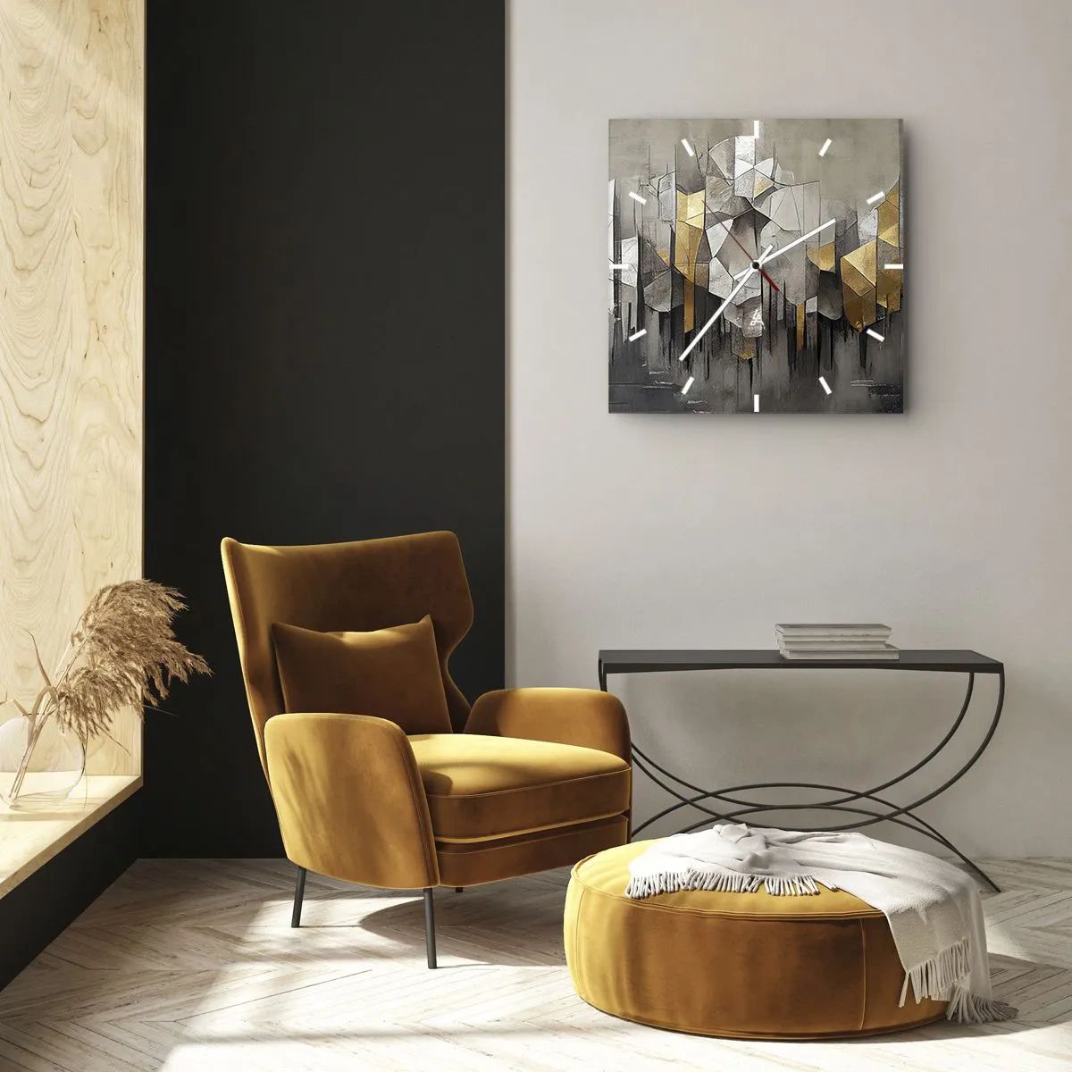 Horloge murale - Pendule murale - Composition de glace et de lumière - 40x40 cm