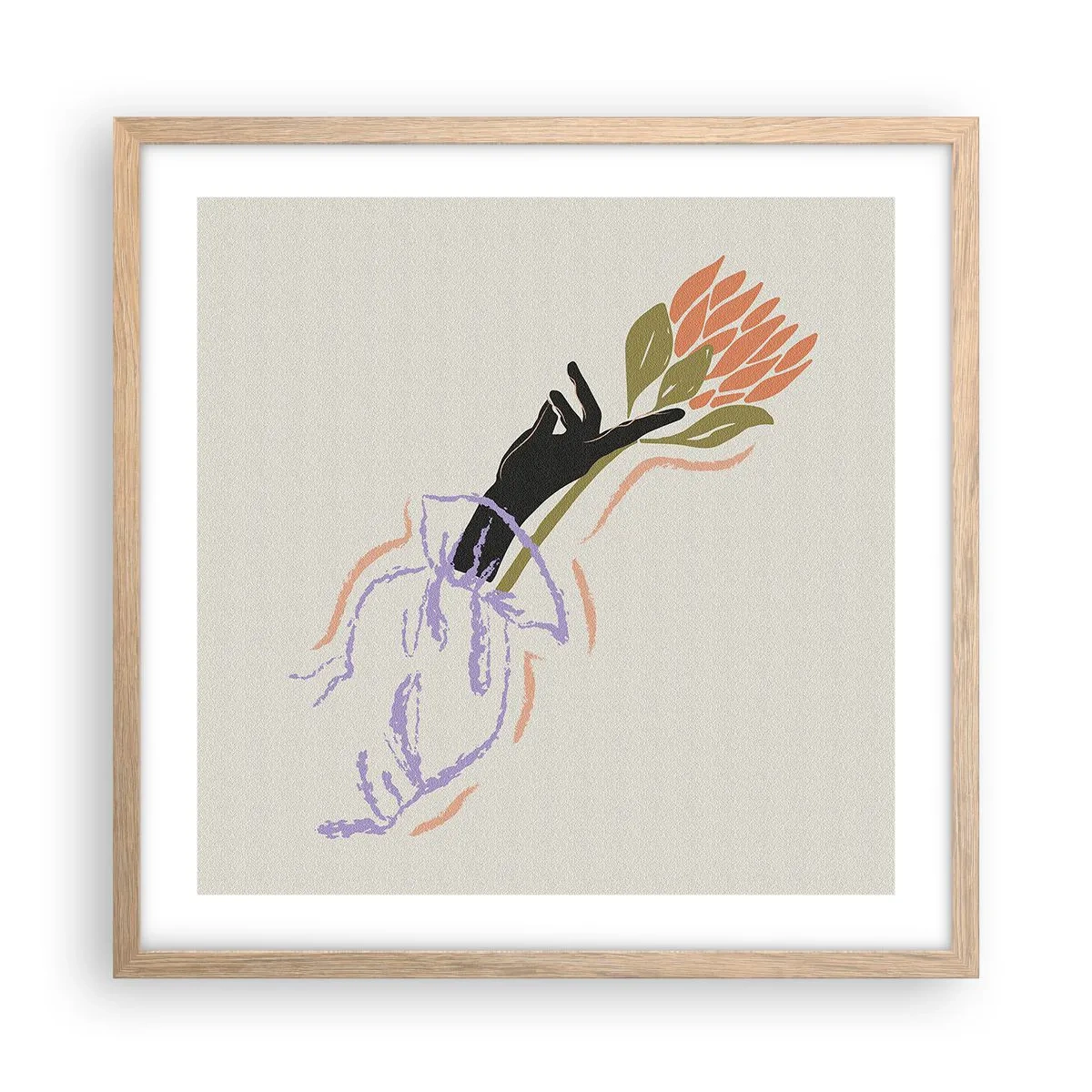 Affiche dans un chêne clair - Poster - Touche fraternelle - 50x50 cm