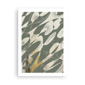 Affiche - Poster - Une composition abstraite de formes organiques en vert et beige. - 50x70cm - Abstraction rythmique - Décoration murale moderne pour le salon et la chambre ARTTOR