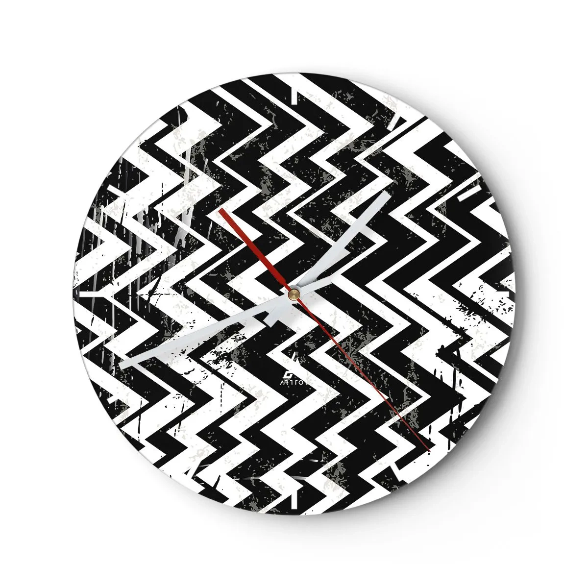 Horloge murale - Pendule murale - Zig-blanc, zag-noir - 40x40 cm
