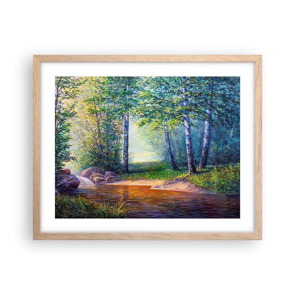 Affiche dans un chêne clair - Poster - Paysage idyllique - 50x40 cm