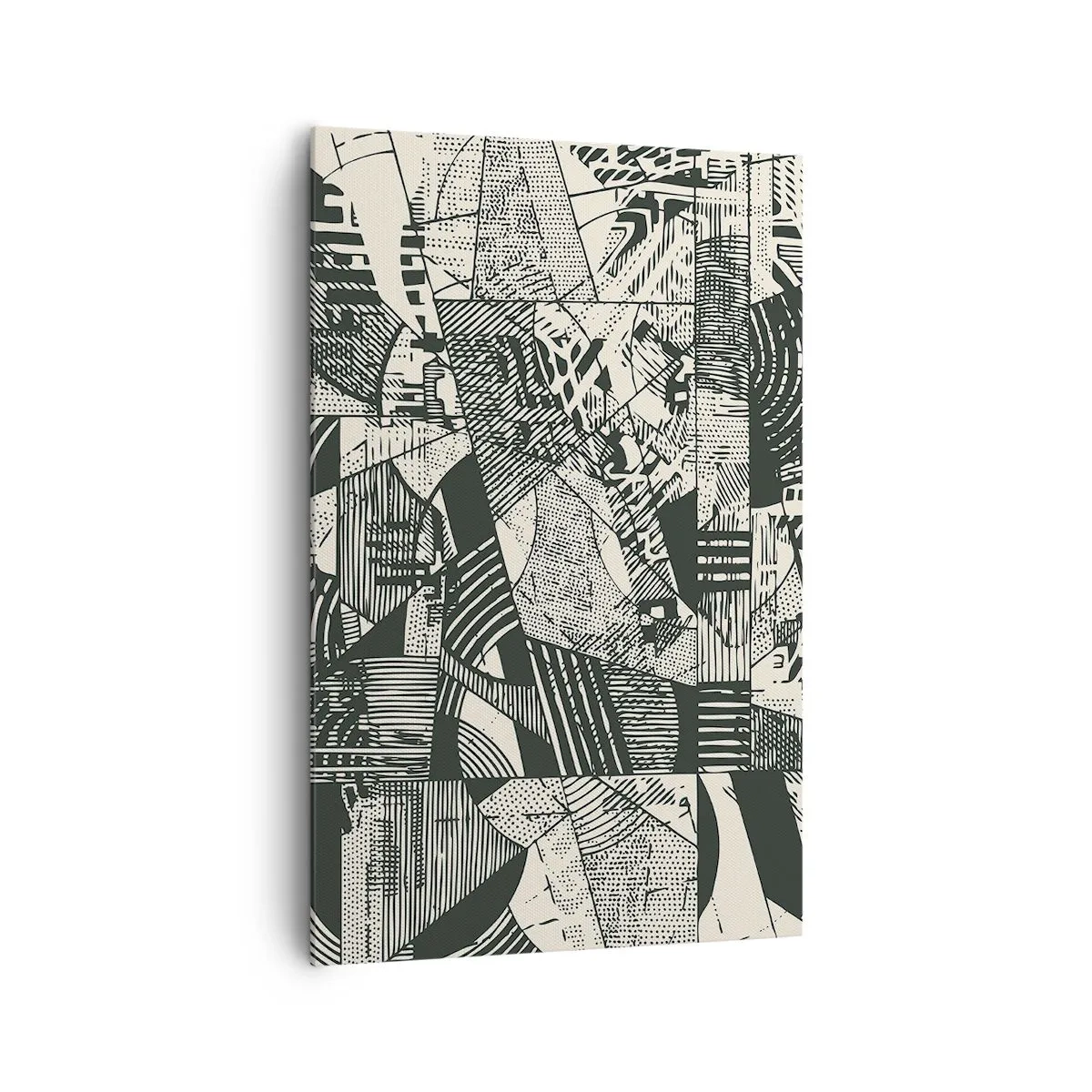 Impression sur toile - Image sur toile - Motifs géométriques abstraits dans des tons de vert sur fond clair - 80x120cm - Dynamique du modernisme - Décoration murale moderne pour le salon et la chambre ARTTOR