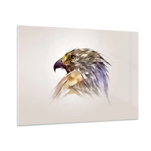 Impression sur verre - Image sur verre - Un portrait artistique d'un aigle sous une forme abstraite - 100x70cm - Portrait d'un guerrier - Décoration murale moderne pour le salon et la chambre ARTTOR