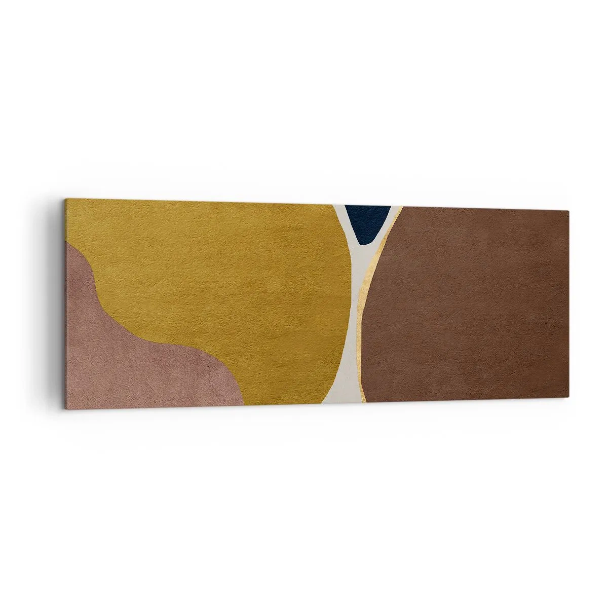 Impression sur toile - Image sur toile - Une composition abstraite avec des formes géométriques aux couleurs chaudes. - 140x50cm - L'abstraction – une place dans l'espace - Décoration murale moderne pour le salon et la chambre ARTTOR