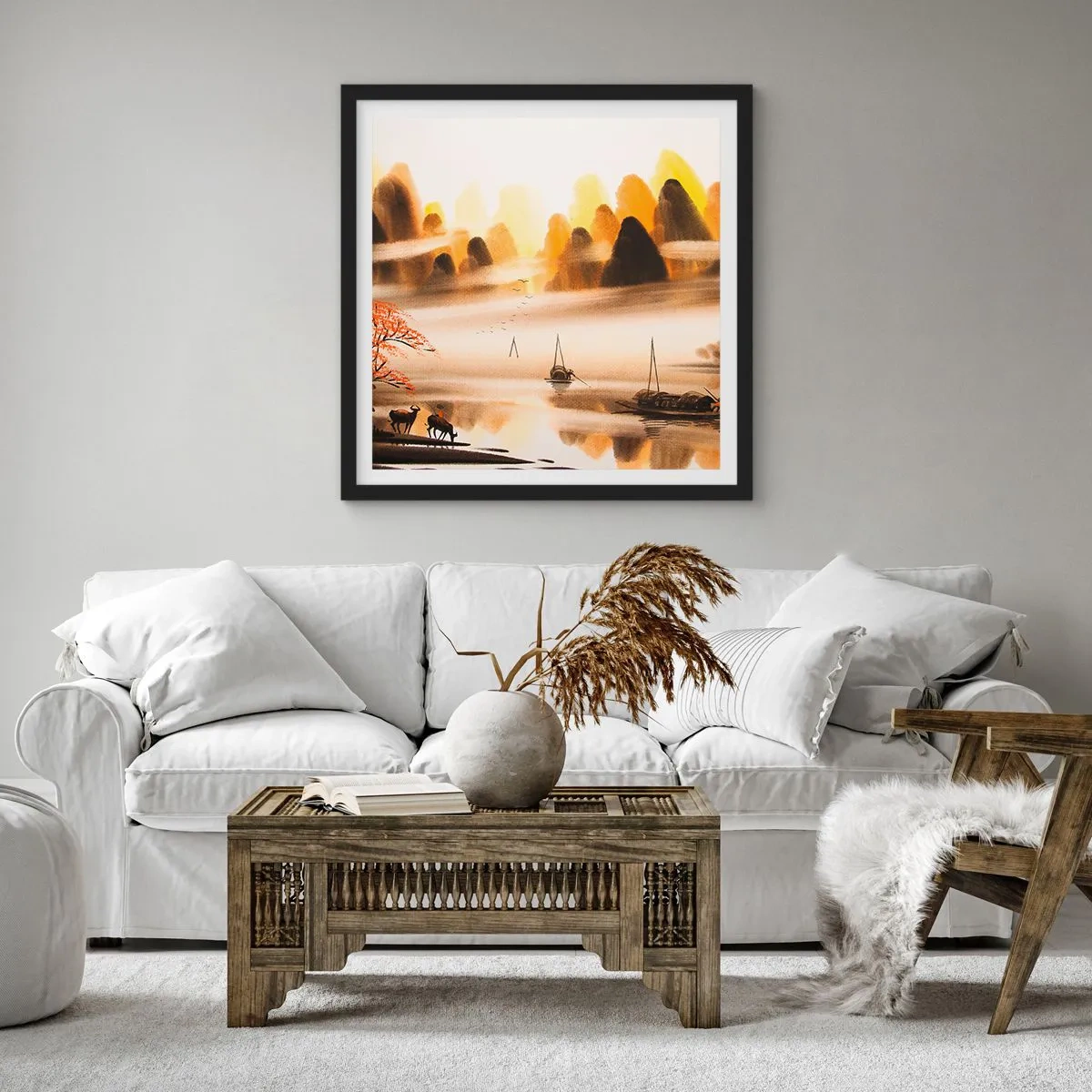 Affiche dans un cadre noir - Poster - Plus loin que l'Extrême-Orient - 60x60 cm