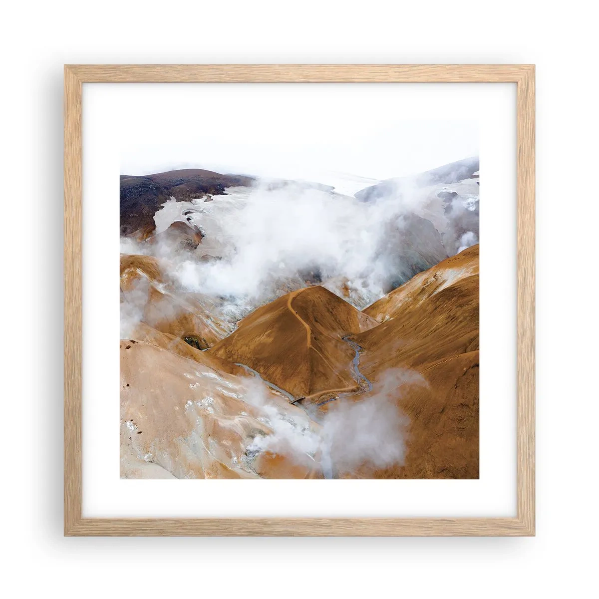 Affiche dans un chêne clair - Poster - Le charme brut de l'Islande - 40x40 cm