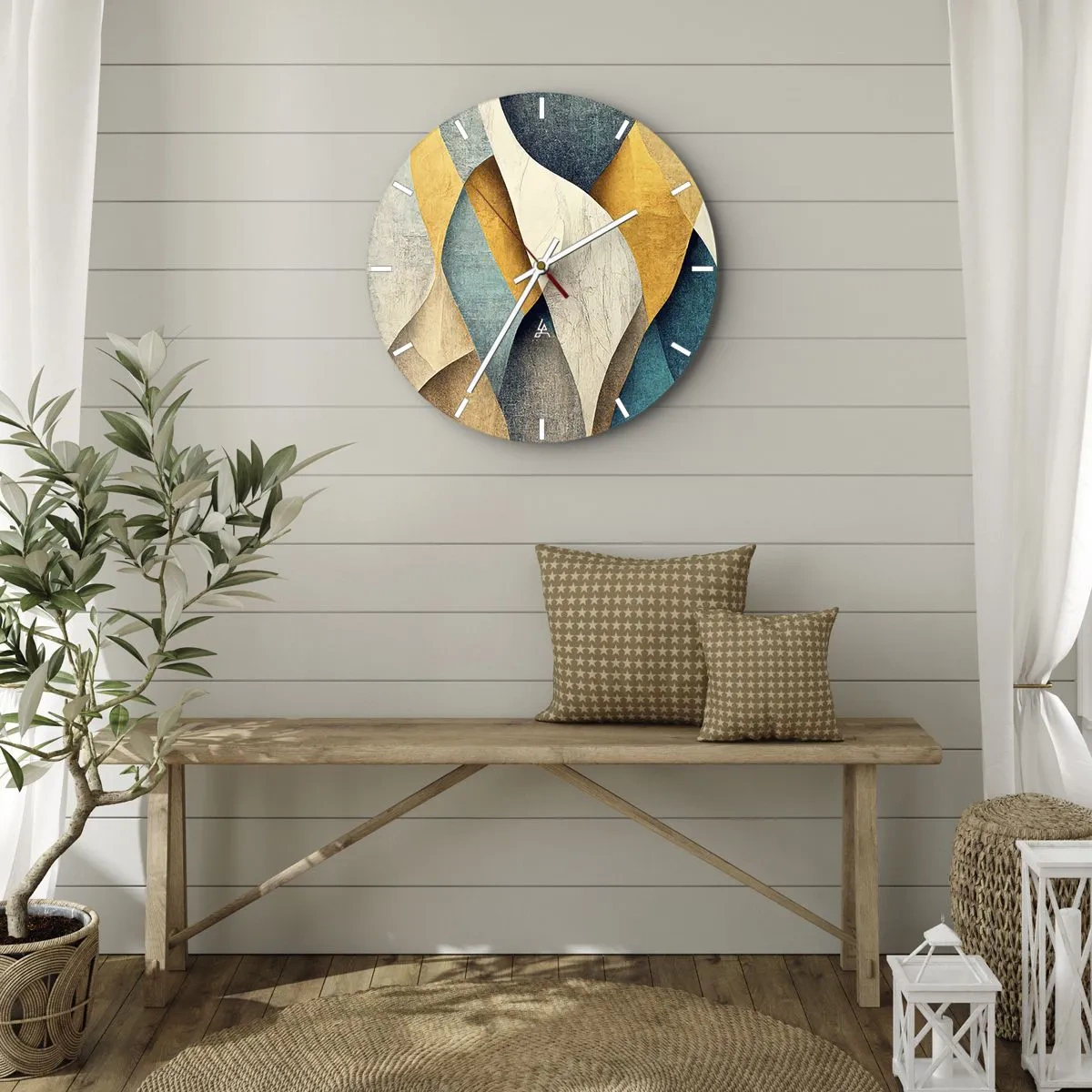 Horloge murale - Pendule murale - Rythme et vague - 40x40 cm