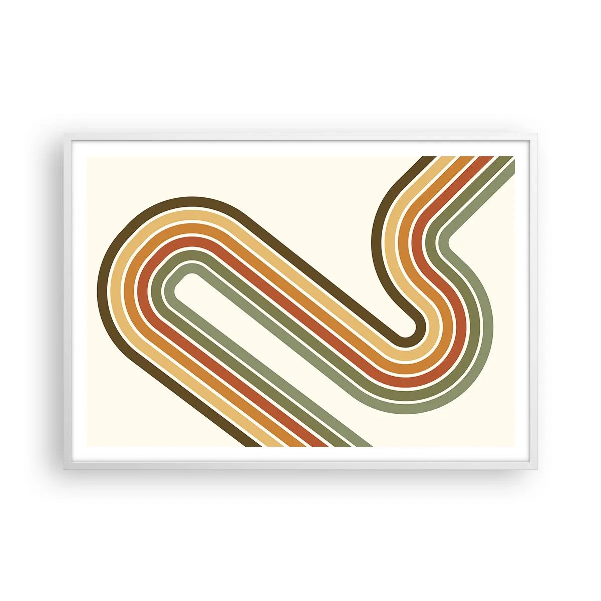 Affiche dans un cadre blanc - Poster - En zig zag vers le but - 100x70 cm