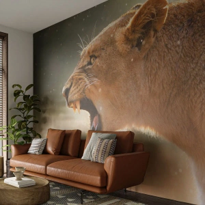 Papier Peint Photo Premium Sand - Essayez  de ne pas écouter - Animaux, Lion, Afrique - 250x175 cm