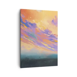 Impression sur toile - Image sur toile - Une scène dynamique avec des personnages sur fond de ciel coucher de soleil coloré - 50x70cm - La force d'attraction - Décoration murale moderne pour le salon et la chambre ARTTOR