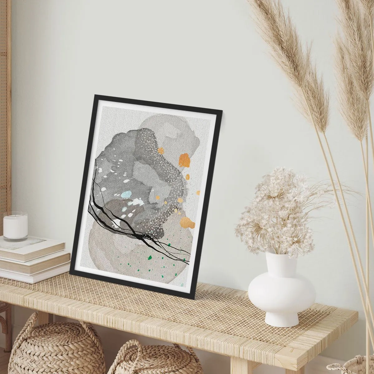 Affiche dans un cadre noir - Poster - Composition organique - 61x91 cm