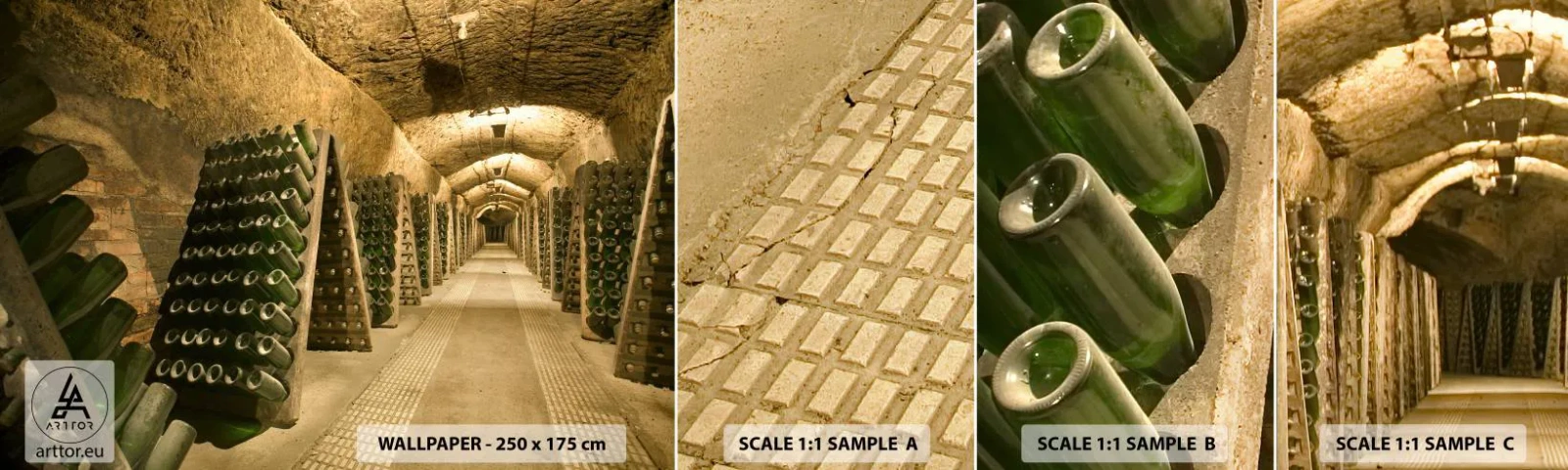 Échantillon de Papier Peint Autocollant Deluxe Sticker - L'éveil du goût - La gastronomie, Une bouteille de vin, Cave à vin - 100x30 cm