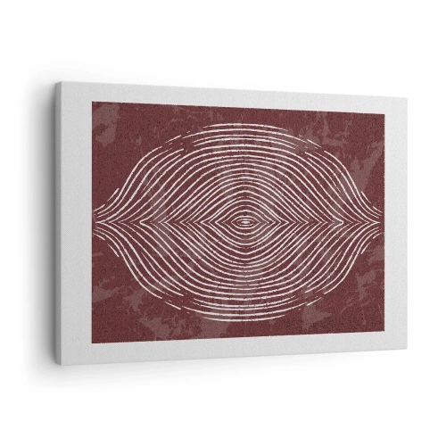 Impression sur toile - Image sur toile - Ondes symétriques en lignes blanches sur fond marron - 70x50cm - L'espace parle - Décoration murale moderne pour le salon et la chambre ARTTOR