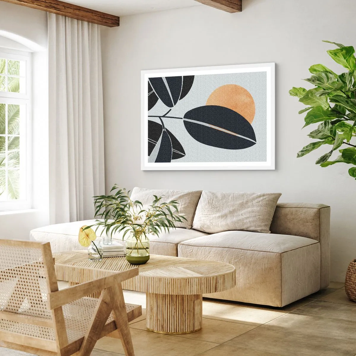 Affiche dans un cadre blanc - Poster - Une chaude journée d'été - 100x70 cm