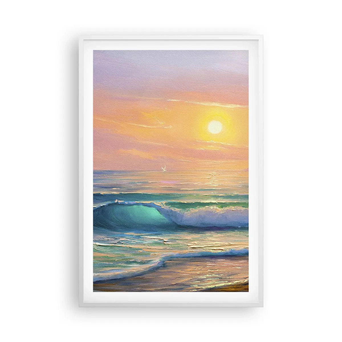 Affiche dans un cadre blanc - Poster - Le chant turquoise des vagues - 61x91 cm