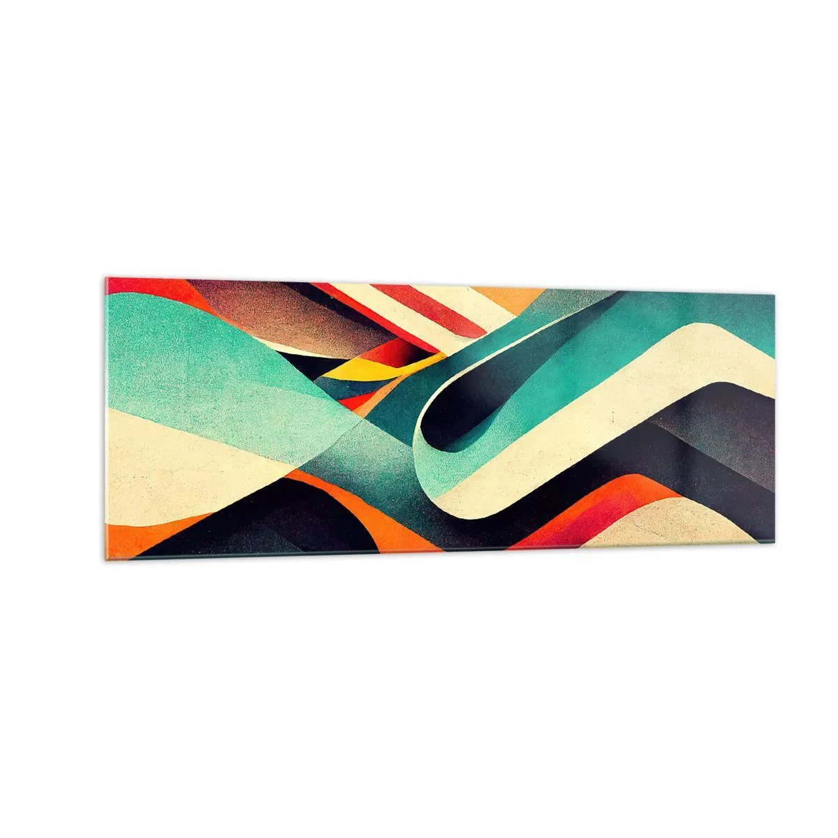 Impression sur verre - Image sur verre - Vagues abstraites colorées dans une composition dynamique - 140x50cm - Composition intense - Décoration murale moderne pour le salon et la chambre ARTTOR