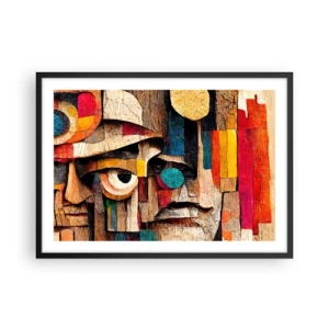 Affiche dans un cadre noir - Poster - Visages abstraits aux couleurs intenses - 70x50cm - Je te vois… - Décoration murale moderne pour le salon et la chambre ARTTOR