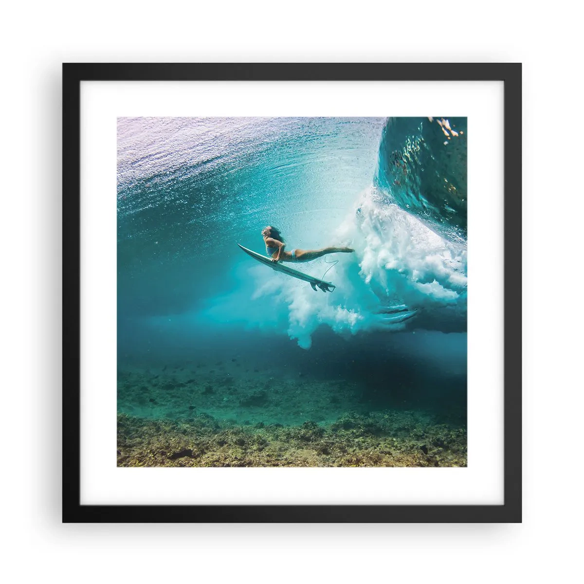 Affiche dans un cadre noir - Poster - Monde sous marin - 40x40 cm