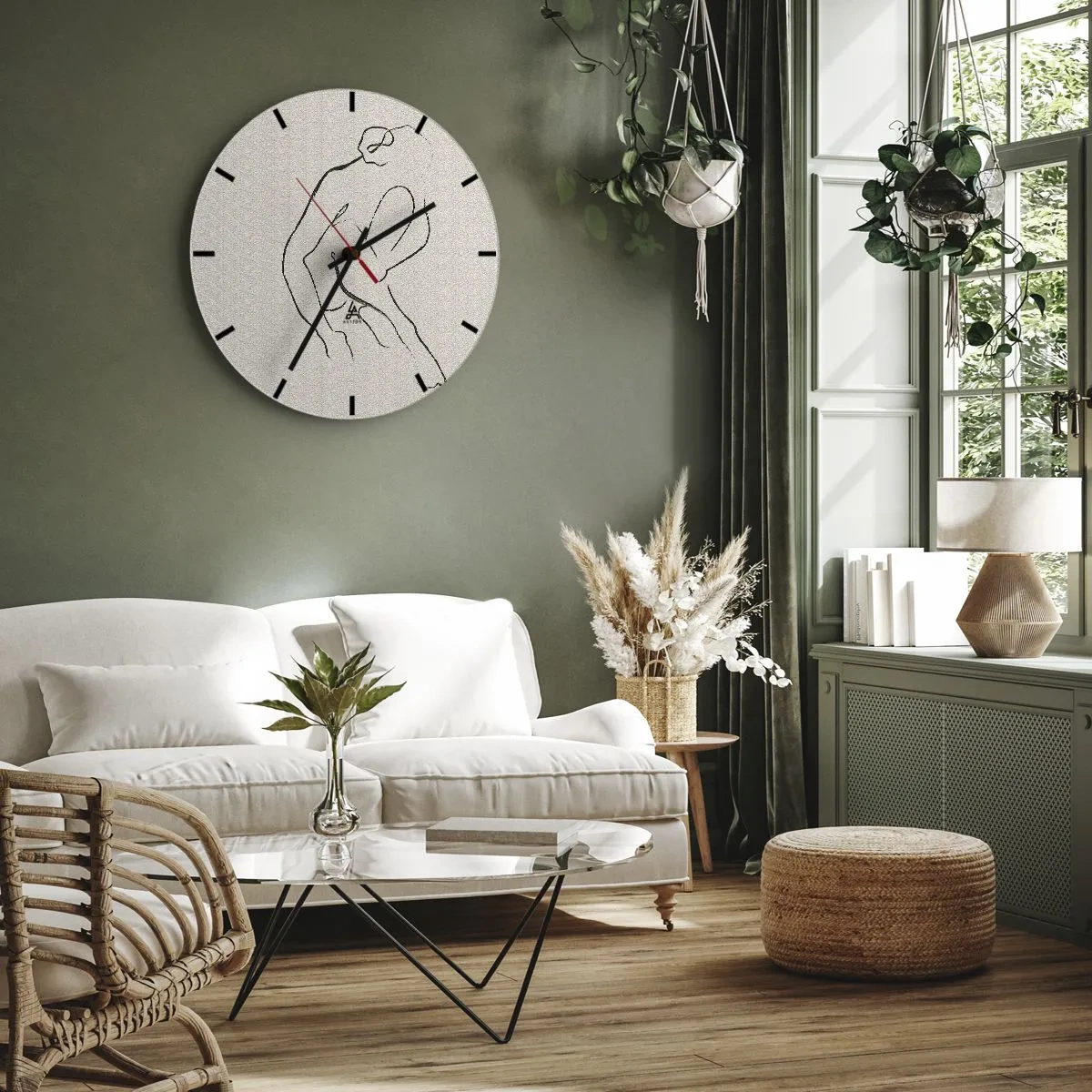 Horloge murale - Pendule murale - Croquis intime - 40x40 cm