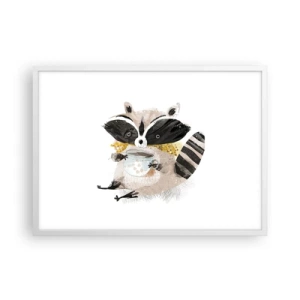 Affiche dans un cadre blanc - Poster - Mon ami le raton laveur - 70x50 cm
